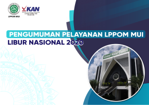 Pengumuman Pelayanan LPPOM MUI Libur Nasional 2020