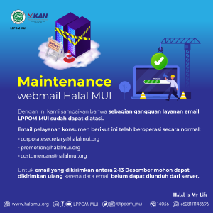 Email Pelayanan Pelanggan LPPOM MUI Kembali Beroperasi