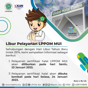 Libur Pelayanan LPPOM MUI 23 Januari 2023