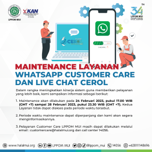 MAINTENANCE LAYANAN WHATSAPP CUSTOMER CARE DAN LIVE CHAT CEROL