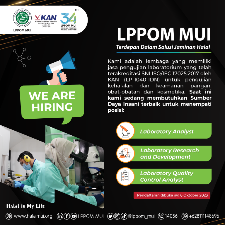 Lowongan Kerja Laboratory Services LPPOM MUI - LPPOM MUI