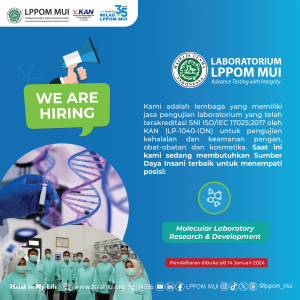 Lowongan Kerja Laboratorium LPPOM MUI 2024 – Molecular Laboratory Research and Development